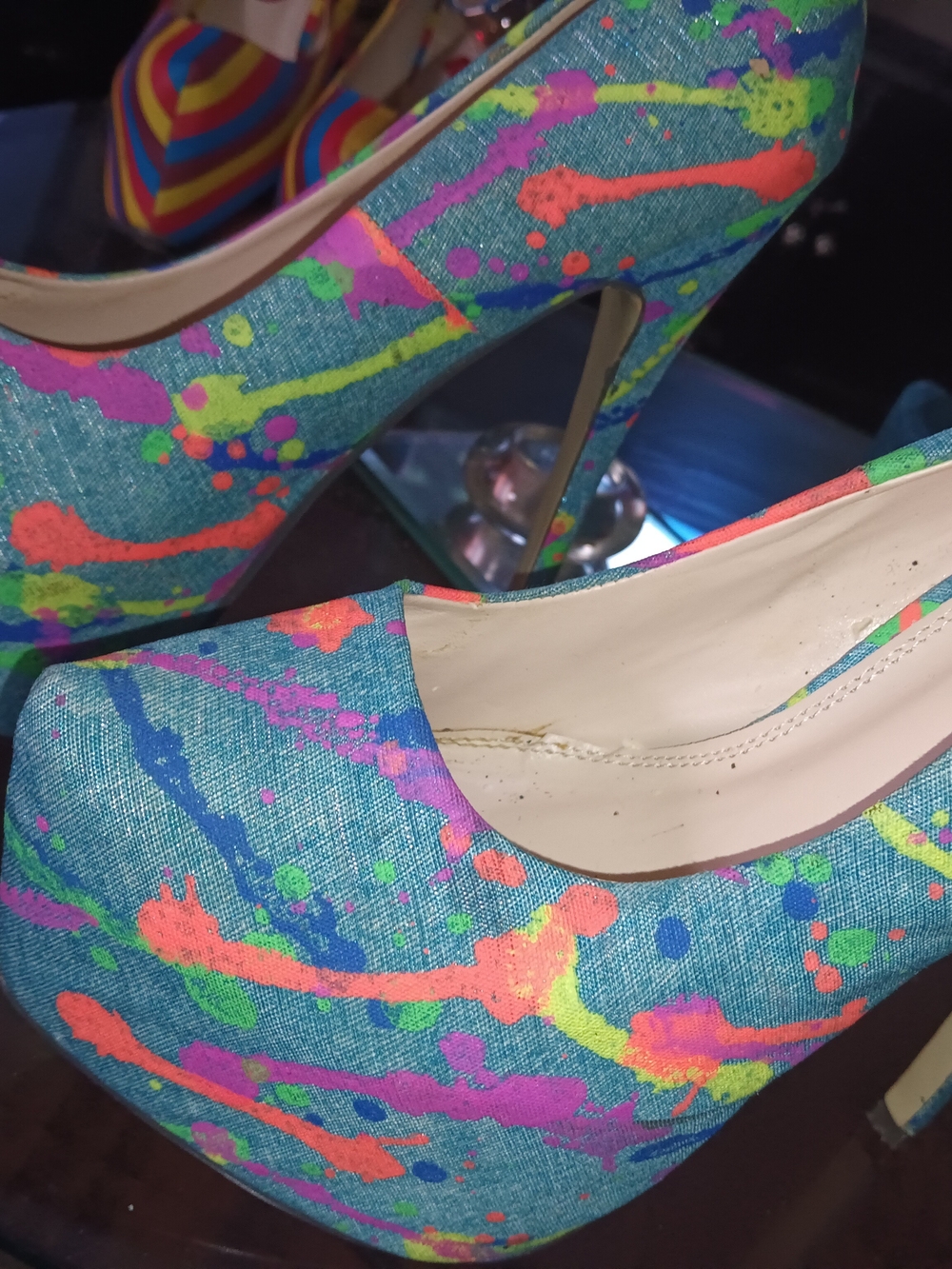 Liliana Multi-Color Paint-Splash Platform Pumps - Picture 5 of 6